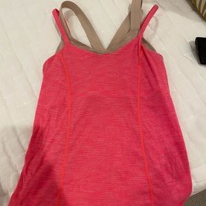 hot pink lululemon tank with built in bra